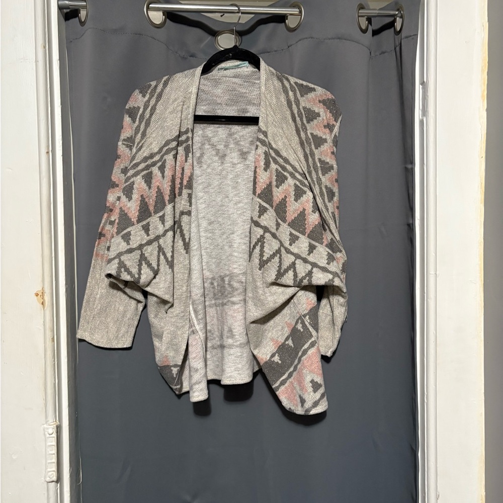Maurices Women's Cardigan - Gray and Pink Geometric
